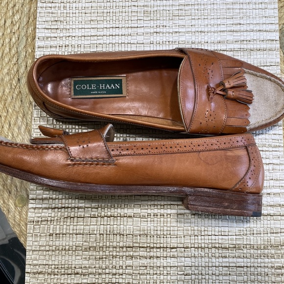 MENS COLE HAAN Leather and linen loafers Made in the USA - Picture 11 of 16
